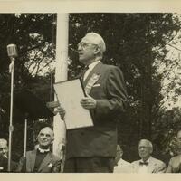 Mayor Richard Blauvelt as the Master of Ceremonies of the Diamond Jubilee celebration, July 1958. 