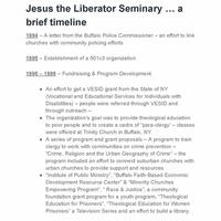 Written Timeline of Jesus the Liberator Seminary