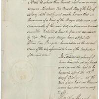 Handwritten document with embossed seal
