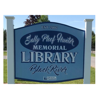 Sally Ploof Hunter Memorial Library Sign